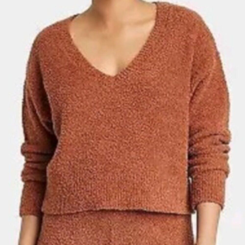 Stars Above Fuzzy Teddy Lounge Sweater Camel Sierra Brown Medium